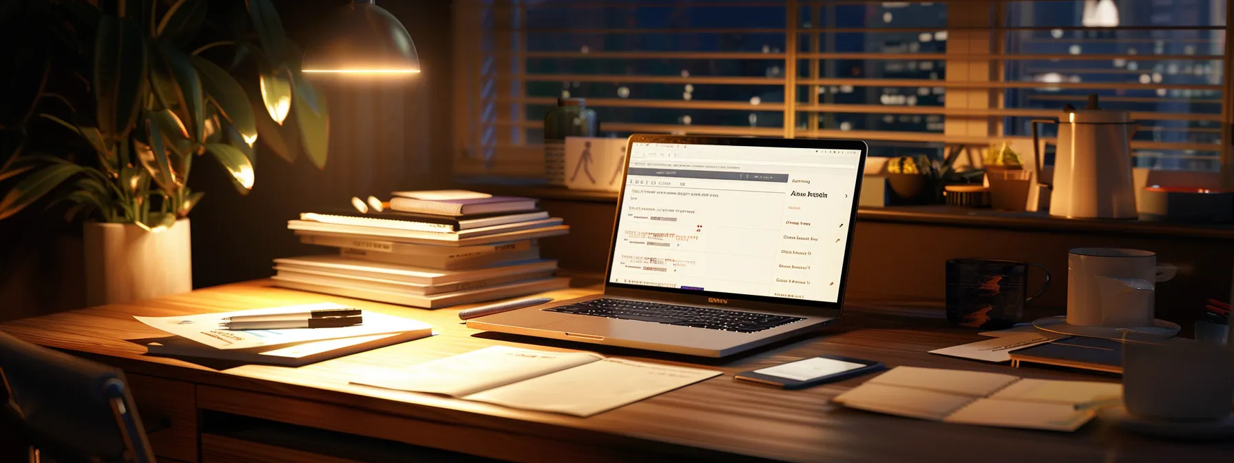 a sleek, modern office workspace is illuminated by warm artificial light, featuring an open laptop displaying an error message on its screen, while printed documents outlining smtp authentication guidelines are neatly arranged on the desk beside a smartphone and a notepad. a sleek, modern office workspace is illuminated by warm artificial light, featuring an open laptop displaying an error message on its screen, while printed documents outlining smtp authentication guidelines are neatly arranged on the desk beside a smartphone and a notepad.